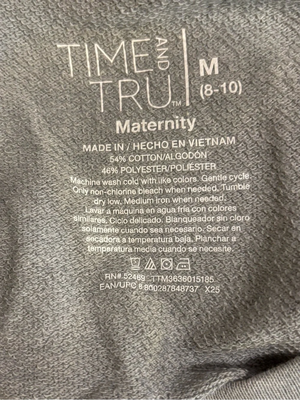NWT Time and Tru Women's Maternity French Terry Sweatshirt Pocket Dress sz M